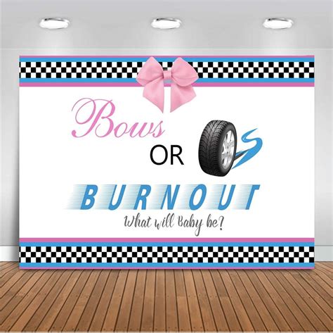 Mocsicka Burnouts Or Bows Gender Reveal Backdrop Boy Or