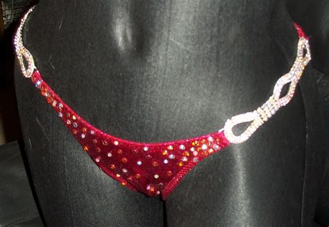 Style Pink Metallic Competition Bikini With Rhinestone Connectors