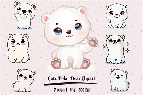 Cute Kawaii Polar Bear Clipart Graphic By Hamees Store · Creative Fabrica