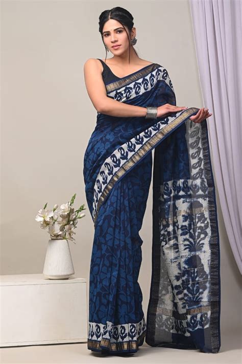 Buy Hand Block Printed Maheshwari Silk Saree TT0223 Online On Whatsapp