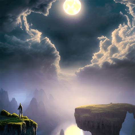 Mystical Full Moon Fantasy Landscape Creative Fabrica