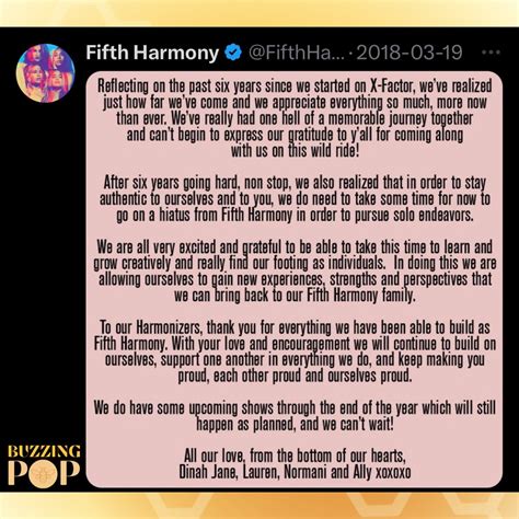 Buzzing Pop On Twitter Today Marks 5 Years Since Fifth Harmony Sent