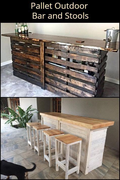 Diy Fun Building Pallet Outdoor Bar And Stools Pallet Furniture