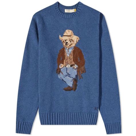 Polo Ralph Lauren Cowboy Bear Crew Knit Rustic Navy Heather End Us