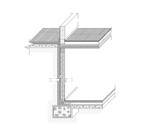 Axonometría del muro de contención del sótano DWG Detalle CAD