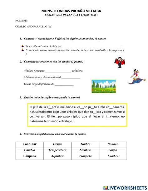 Reglas Ortografica Uso De M Antes De La P Y B Worksheet Live Worksheets