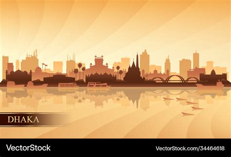 Dhaka city skyline silhouette background Vector Image