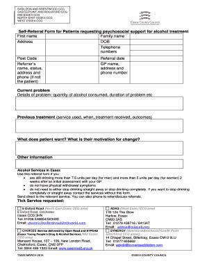 Fillable Online Midessexccg Nhs Self Referral Form For Patients