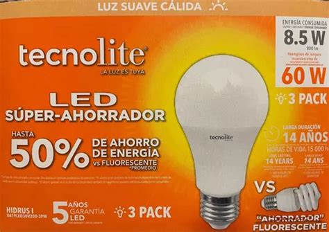 Paquete De Focos Led W W Tecno Lite Blanco Fr O Color De La Luz