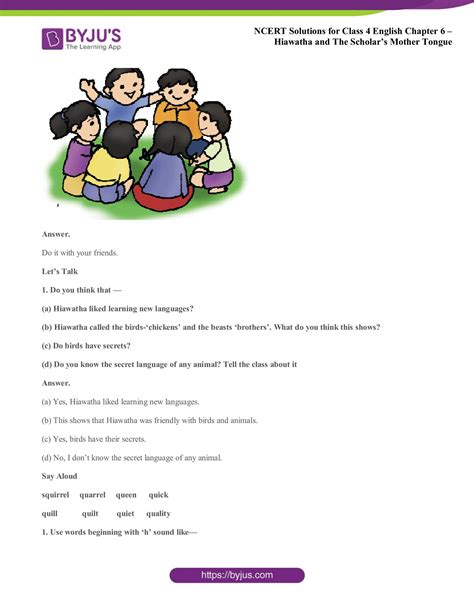 Ncert Solutions For Class English Chapter Hiawatha And The