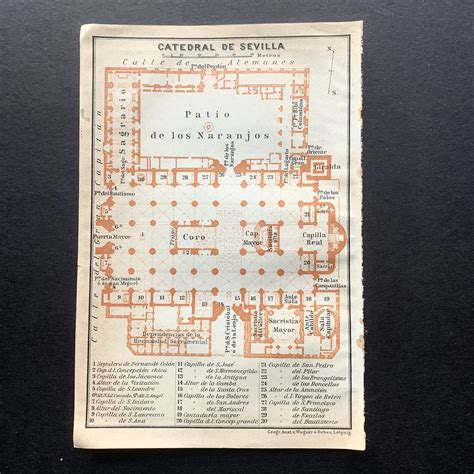 1901 Sevilla Cathedral Floor Plan Spain Antique City Map | Etsy Canada | Sevilla, How to plan ...