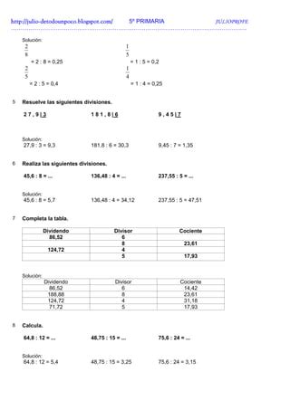 Ejercicios Con Decimales Solucionario PDF