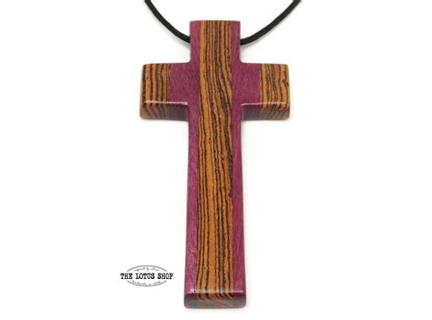 Extra Large Cross Necklace Handmade In Bocote Wood Purpleheart