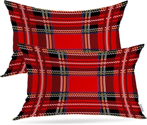 Batmerry Tartan Plaid Decorative Pillow Covers Royal