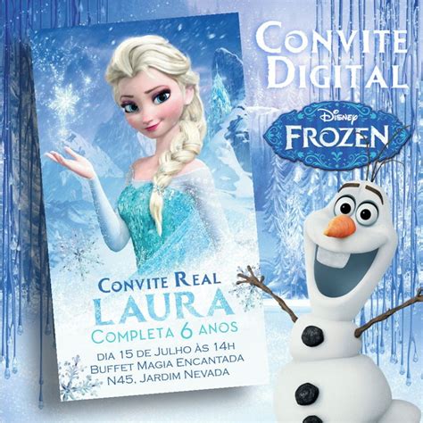 Convite Digital Virtual Frozen Elsa Anna Olaf Elo