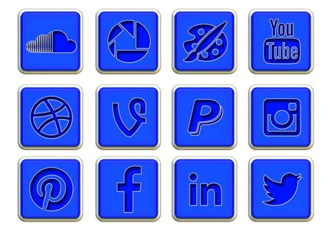 Set Of Blue Social Media Icons Free Image Download