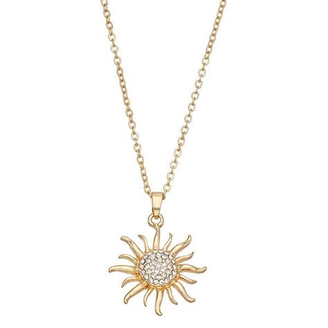 Annabelle Jones Gold Tone Crystal Wavy Sun Pendant Necklace