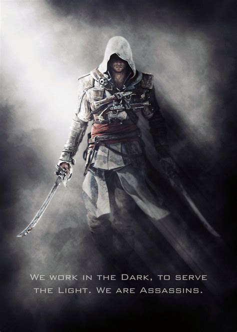 black flag kenway metal poster gab fernando displate assassins