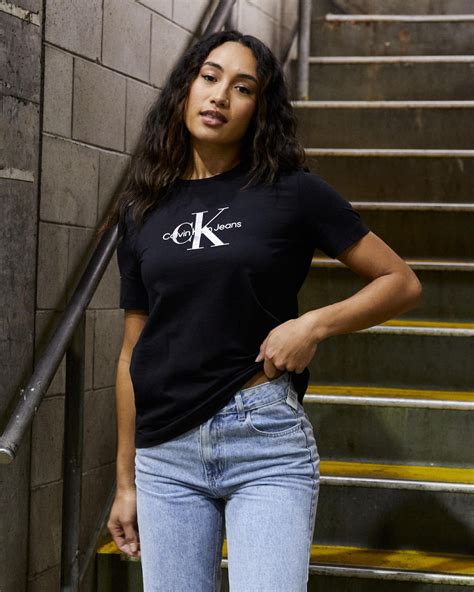 Shop Calvin Klein Diffused Monologo Regular T Shirt In Ck Black Fast Shipping And Easy Returns