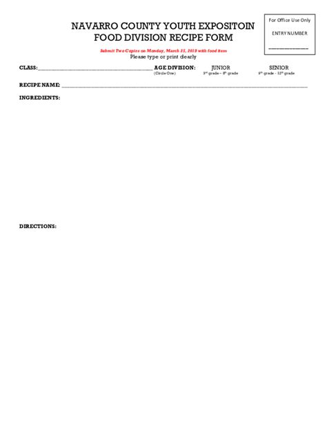 Fillable Online Fillable Online Navarro Agrilife Recipe Form PDF