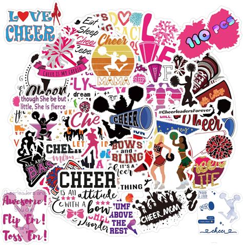 100 Pack Cheerleading Stickers Cheerleading Cheerleader