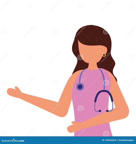 Female Doctor With Stethoscope Healthcare Stock Illustration