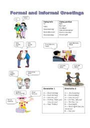 Formal And Informal Greetings Esl Worksheet By Teachercarine