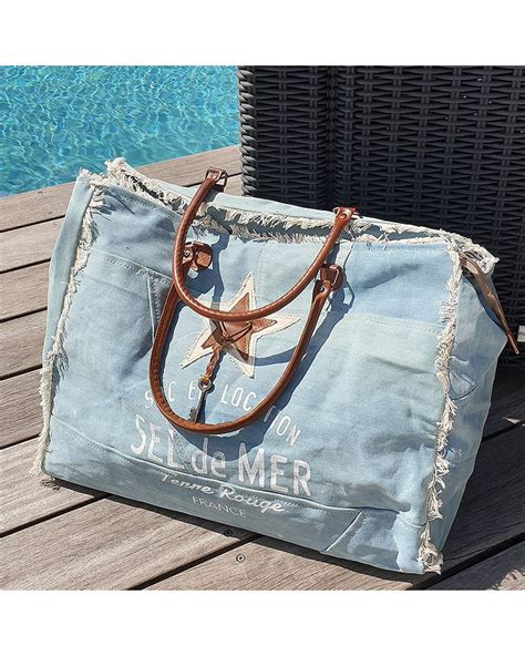 Sac De Plage Toile Denim Sel De Mer Zosha Collection