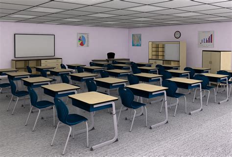 3d Classroom Interior Model With Lightning ~ 3d Modeling And Sculpting