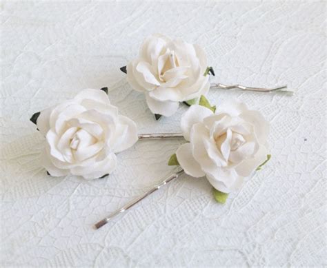 Ivory Rose Clips Wedding Hair Accessories Bridal Hair Clips Ivory