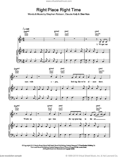 Right Place Right Time Sheet Music For Voice Piano Or Guitar