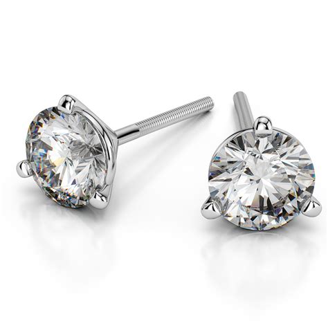 Martini Three Prong Earring Settings in Platinum