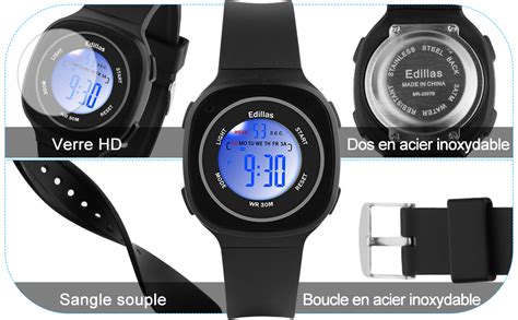 Edillas Montres Enfants Digital Filles Gar Ons Couleurs Led