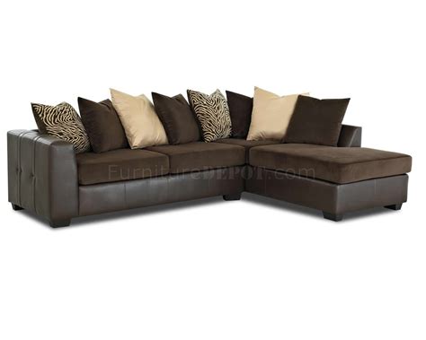 Chocolate Velvet Stylish Modern Sectional w/Leatherette Base