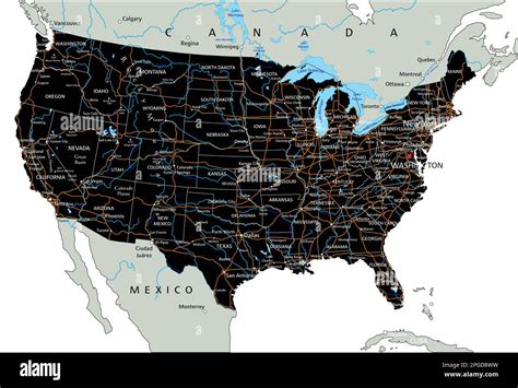 High detailed United States of America road map with labeling Stock ...