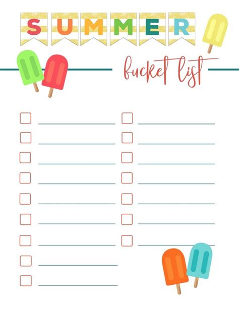 Printable Bucket List Ideas