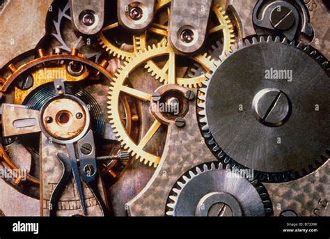 Gears Clock Mechanical Gears Close Up Interior Of Watch Mechanism