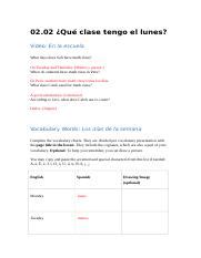 2 02 Qué clase tengo el lunes docx 02 02 Qué clase tengo el lunes