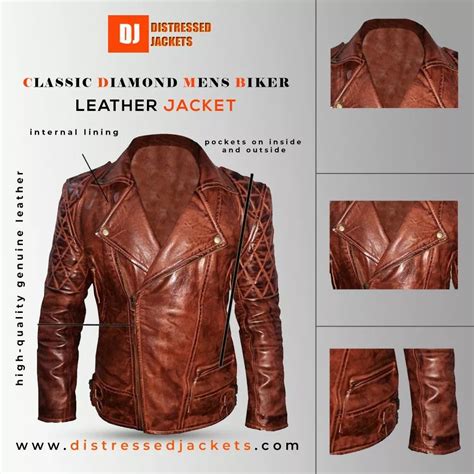 Classic Diamond Mens Biker Dark Brown Jacket Distressed Jackets Distressed Jacket Jackets