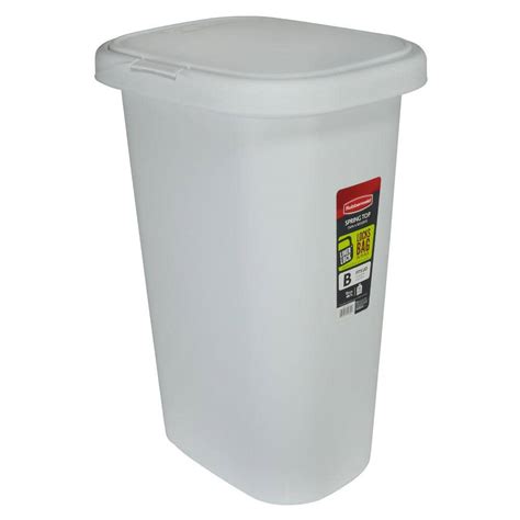 Rubbermaid Gal White Spring Top Wastebasket Fg L Wht The Home