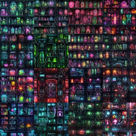 Cyberpunk Cabinet Of Curiosity Pattern Bundle Digital Papers Printable