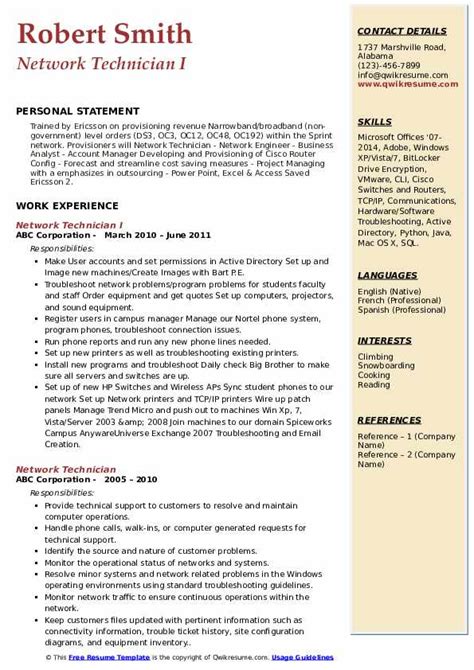 It Technician Resume Sample