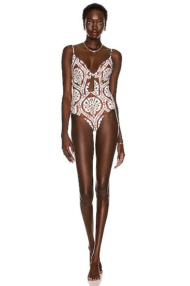 Johanna Ortiz Down To Earth One Piece Swimsuit In Cacao Ecru Fwrd