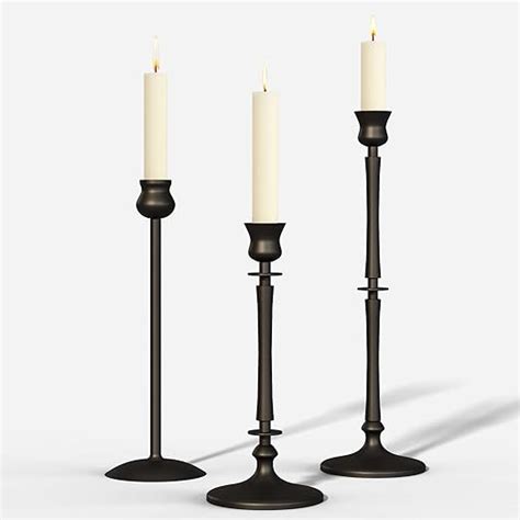 Matte Black Taper Candlestick Holders Set Of 3 Metal Taper Candle