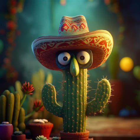 Premium Ai Image A Cartoon Character With A Sombrero Wearing A Sombrero