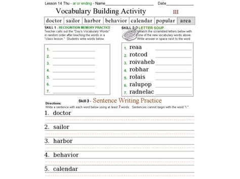 Vocabulary Building Activity Worksheet For 3rd 5th Grade Lesson Planet