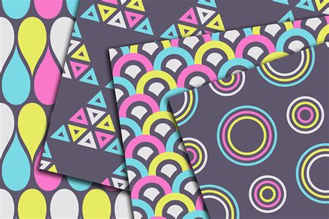 10 color seamless geometric vector patterns