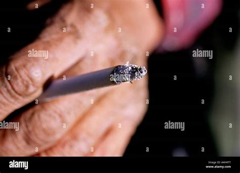 Cigarette Smoker Close Up Macro Wrinkles 50 60 Stock Photo Alamy