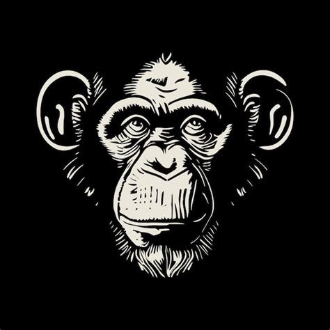 Premium Vector | Monkey head logo vector illustration vintage style