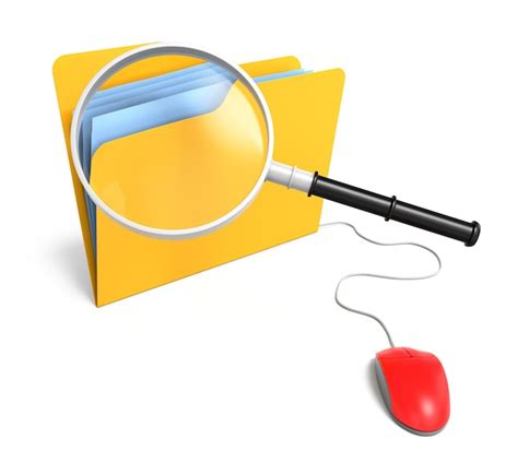 Premium Photo Computer Folder With Magnifying Glass With Computer Mouse